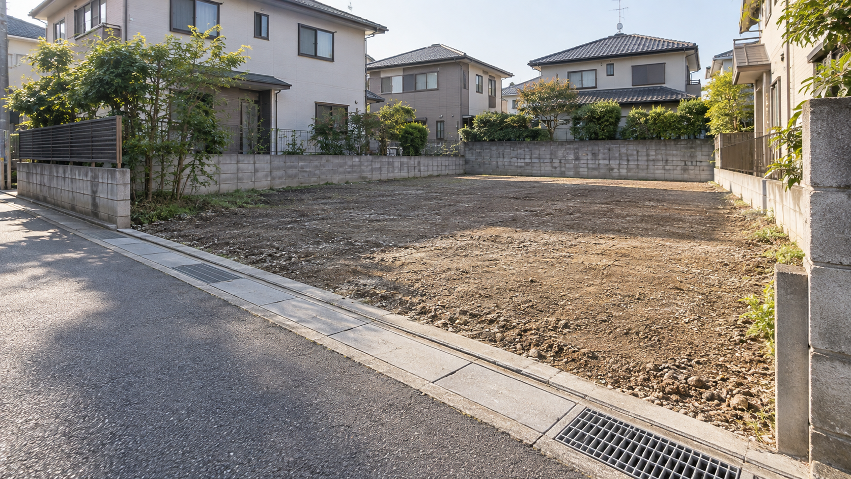 住宅地の道路に接する土地のイメージ画像